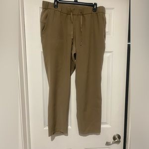 Khaki lululemon on the fly 7/8 pant woven